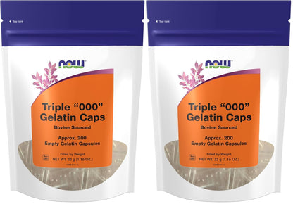 NOW Supplements Empty Gelatin Capsules, Triple 000, Bovine Sourced (200 Capsules)