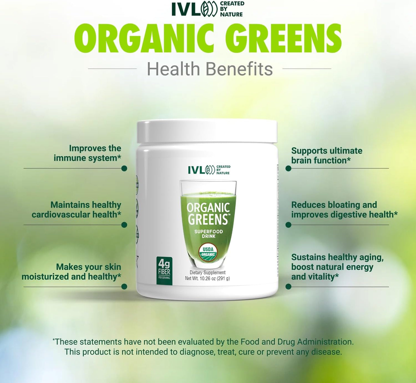 IVL - Organic Greens - Organic Superfood Drink - Packed with Antioxidants, Micronutrients, Prebiotics & Probiotics - for Immune Support, Digestive Health - Great Flavour (1 Pack, 30 Servings) - görsel 3