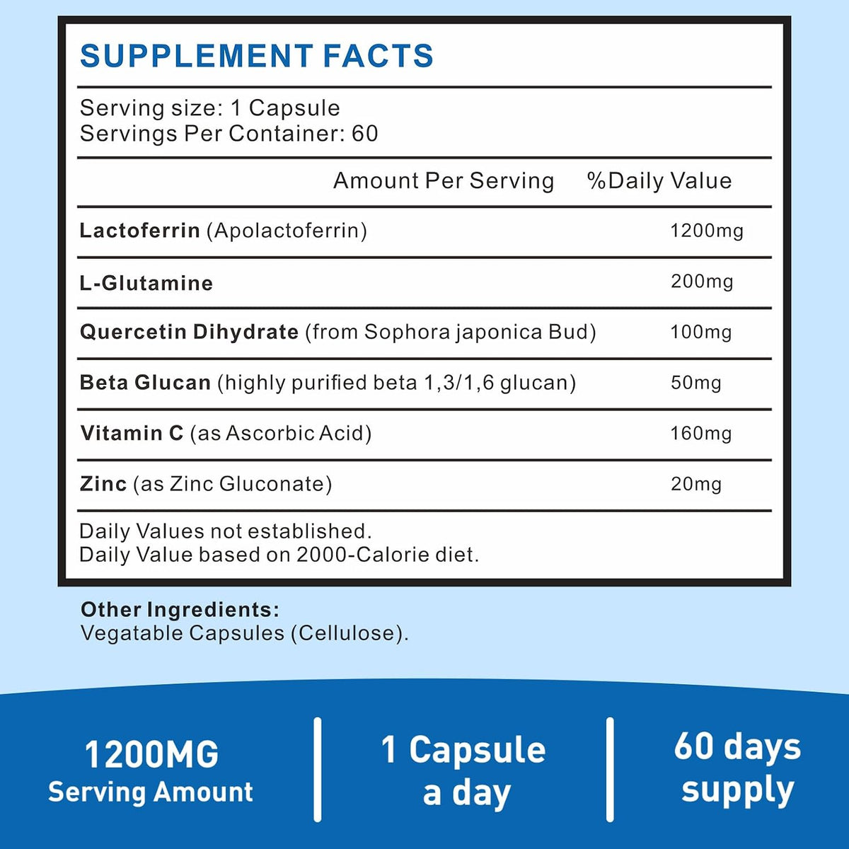 Uarcool Lactoferrin Supplement 1200mg - Gluten-free, Vegetarian - 60 Capsules - görsel 2