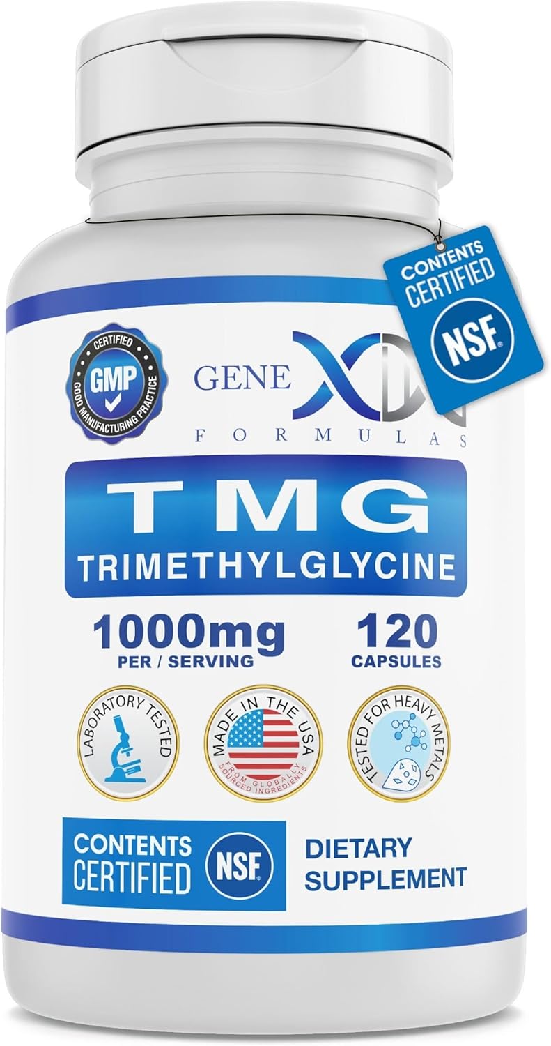 Genex Formulae TMG Food Supplement 1000mg – NSF Certified – Betaine Anhydrous Trimethylglycine – 120 Capsules - görsel 1