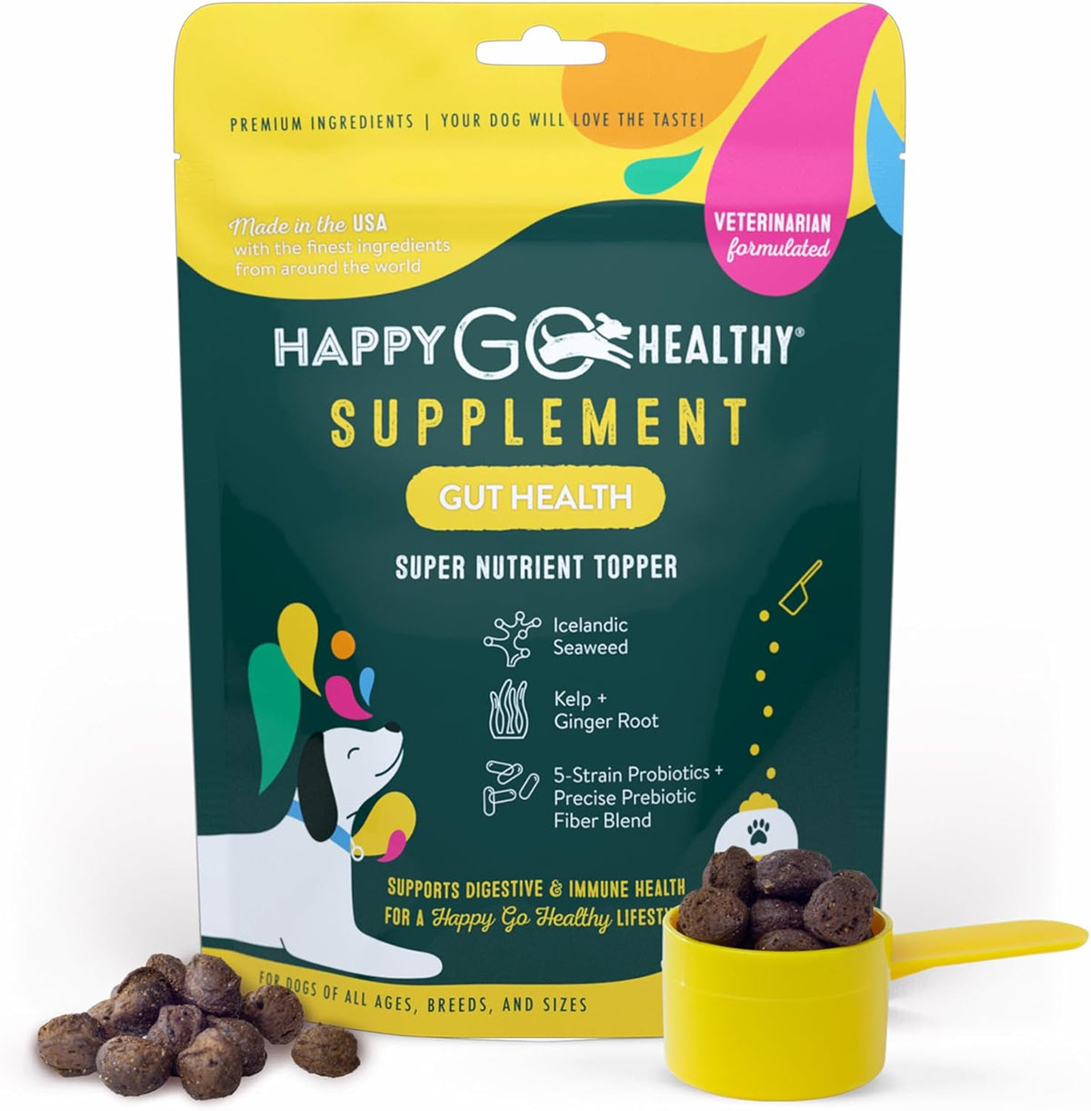 Happy Go Healthy Daily Wellness Supplement for Dogs – Immune & Gut Health Support – All-Natural Kibble Topper – 21 Servings - görsel 9