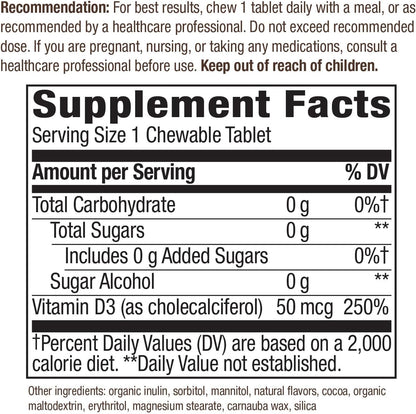 Nature's Way Vitamin D3 Extra Strength, Sugar-Free, Chocolate Flavoured, 90 Chewables