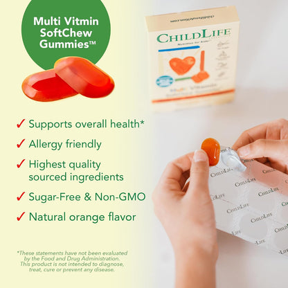 CHILDLIFE ESSENTIALS Kids Multivitamin SoftChew Gummies - Sugar-Free, Natural Orange Flavour (27 Tablets)