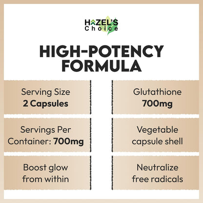 HAZEL'S Choice Liposomal Glutathione 700mg | 60 Vegetable Capsules | Vegan, Non-GMO, Lactose-Free | Plant-Based Formulation
