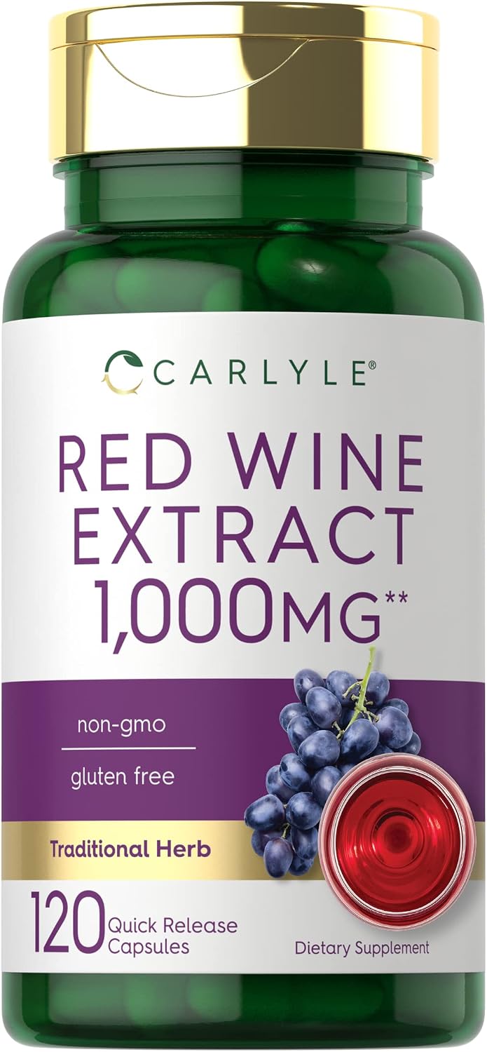 Carlyle Red Wine Extract Capsules | 120 Capsules | Non-GMO and Gluten-free Supplement - görsel 1