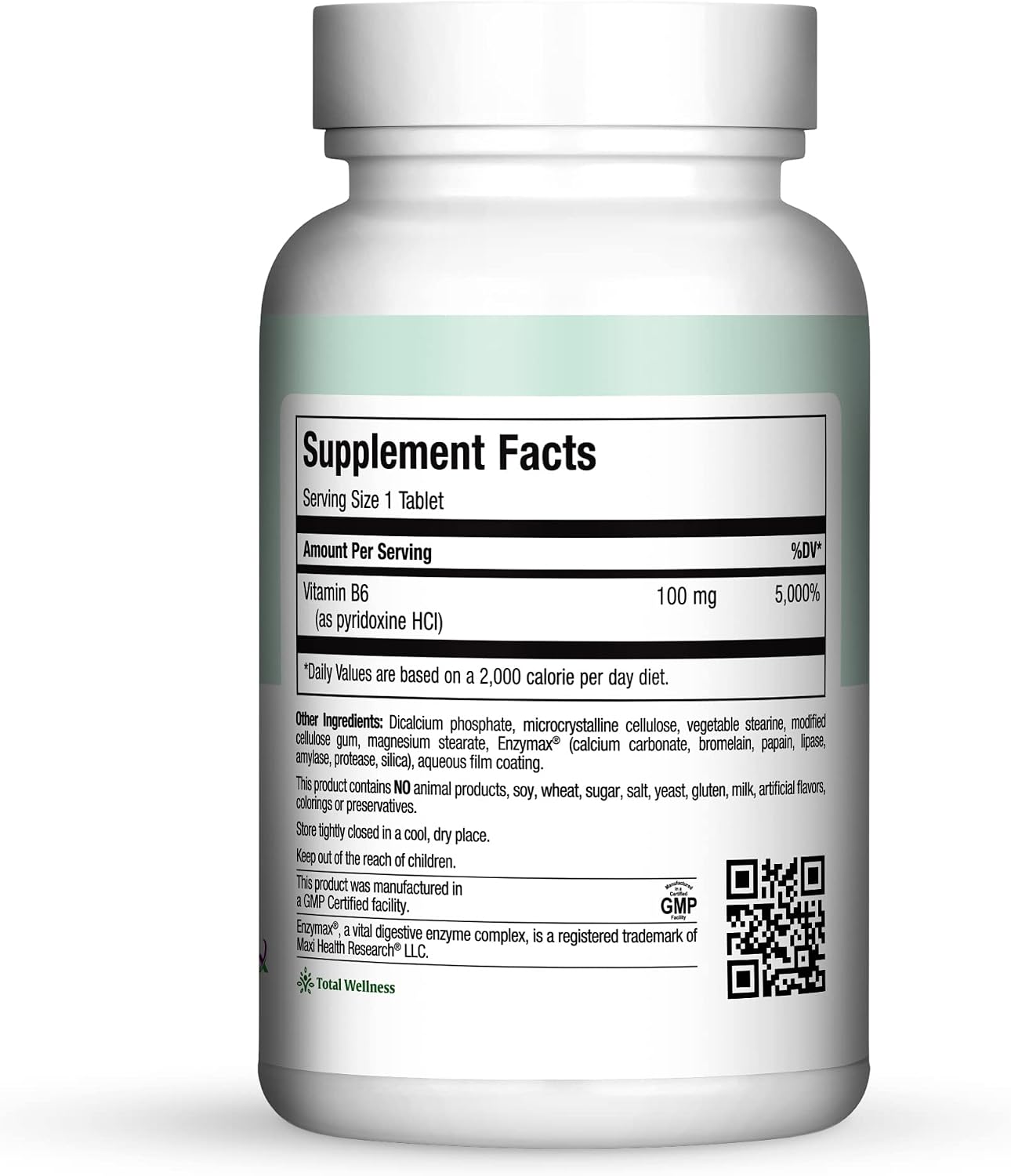 Maxi Health Vitamin B6 Supplement – 100 mg Pyridoxine HCl – 100 Tablets - görsel 2