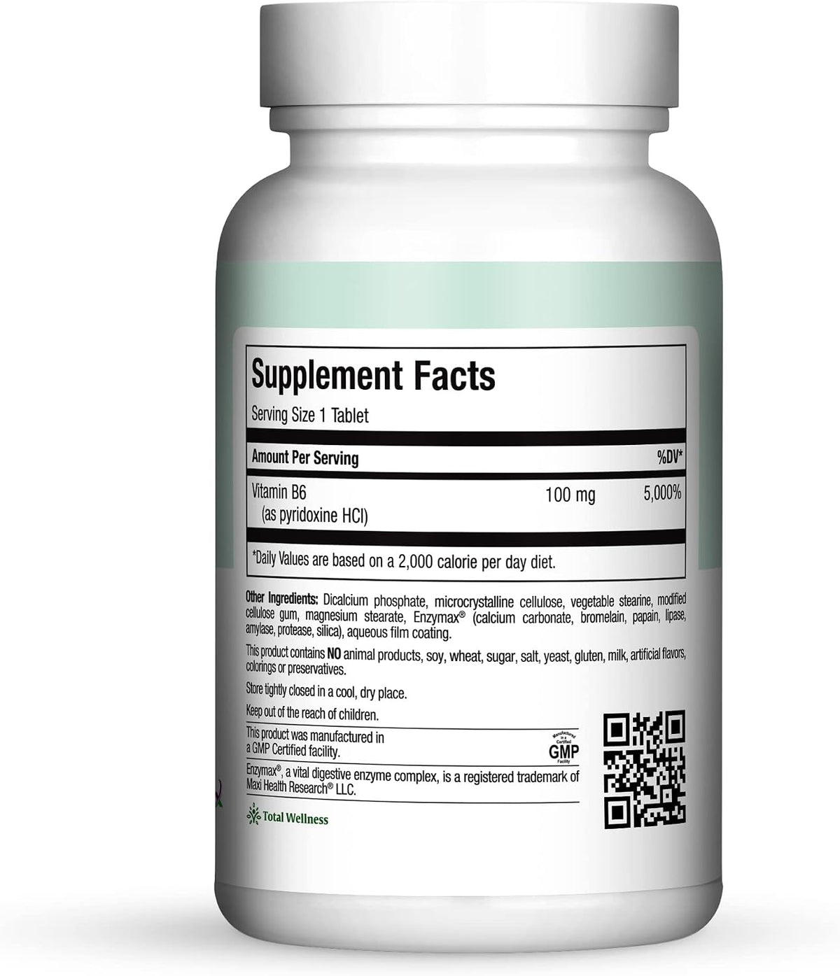 Maxi Health Vitamin B6 Supplement – 100 mg Pyridoxine HCl – 100 Tablets - görsel 2
