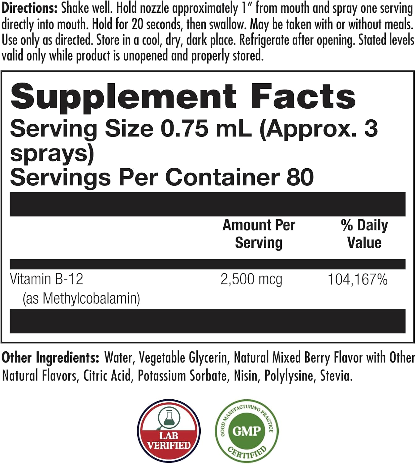 KAL Vitamin B12 Methylcobalamin ActivSpray 2500mcg, Supports Normal Energy-Yielding Metabolism, Nerve & Red Blood Cell Health, Fast-Acting Liquid B12, Maximum Absorption, Natural Berry Flavour, 80 Servings, 59ml - görsel 2