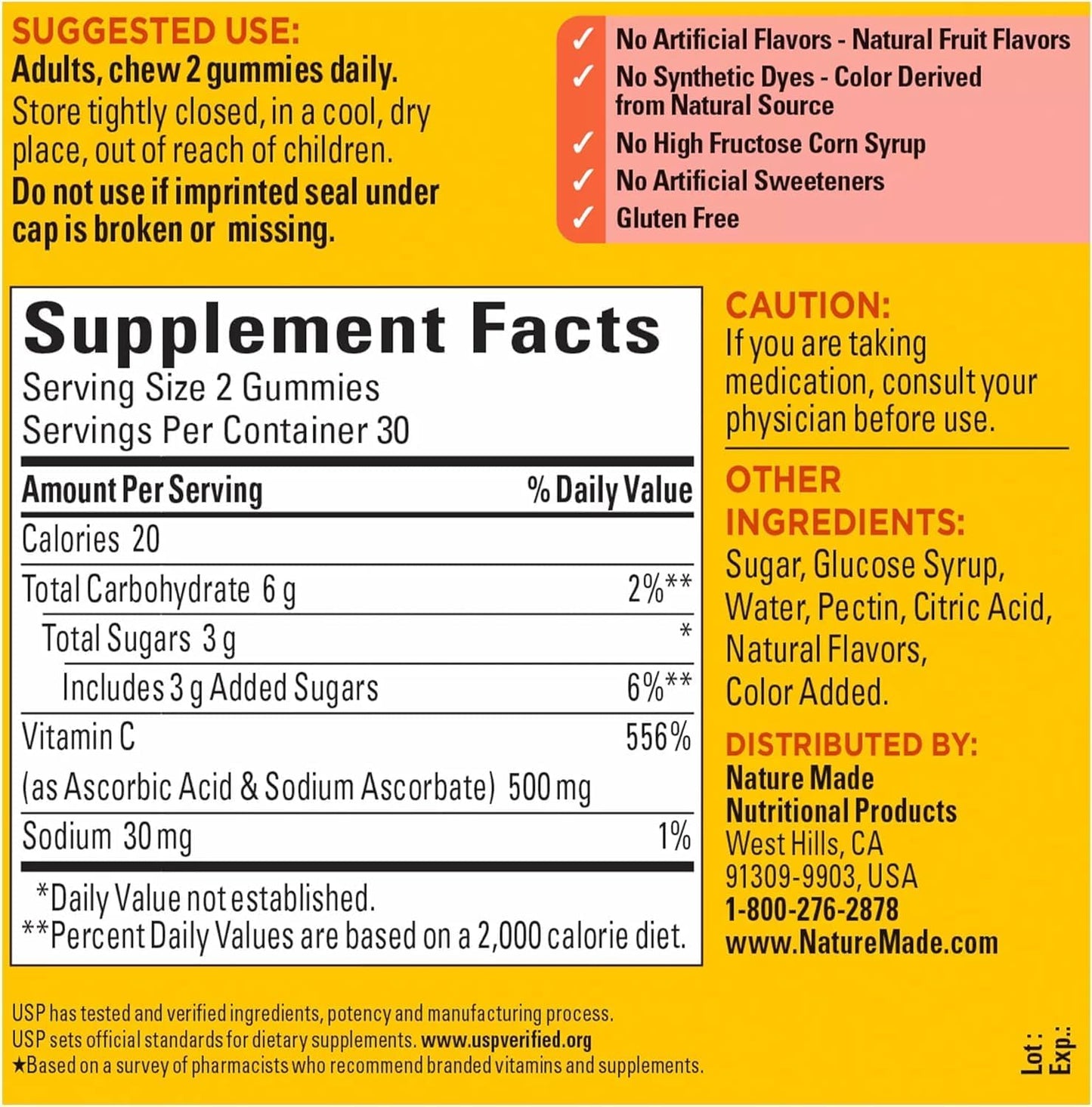 Nature Made Extra Strength Vitamin C 500 mg Gummies, 60 Count (Pack of 2) - görsel 5