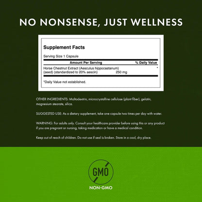 Swanson Horse Chestnut 22% Aescin (Standardised) 250 mg, 120 Capsules (4-Pack)