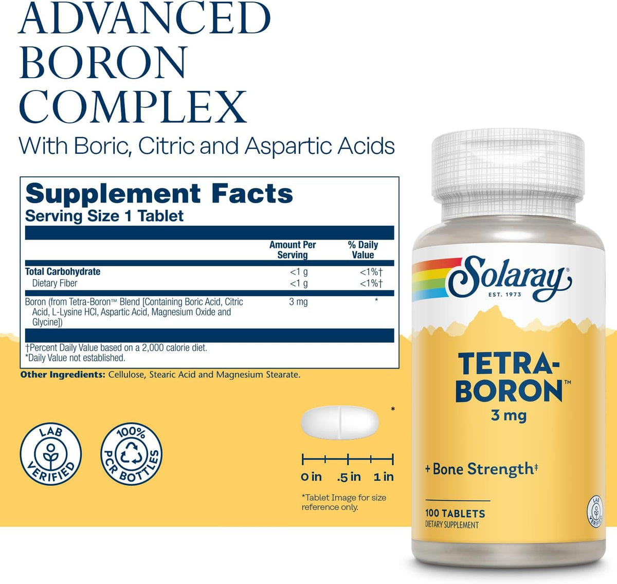 Solaray Tetra Boron 3mg Tablets, 100 Tablets - görsel 3