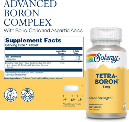 Solaray Tetra Boron 3mg Tablets, 100 Tablets
