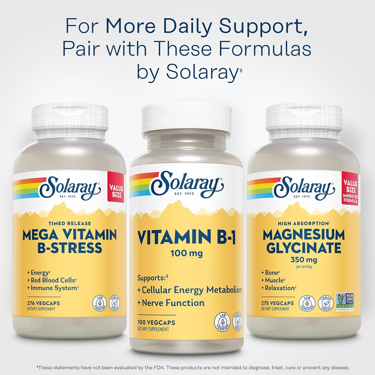 SOLARAY Vitamin B1 (Thiamine) 100 mg - Healthy Energy Metabolism, Skin, Brain, Heart & Nervous System Support - görsel 6