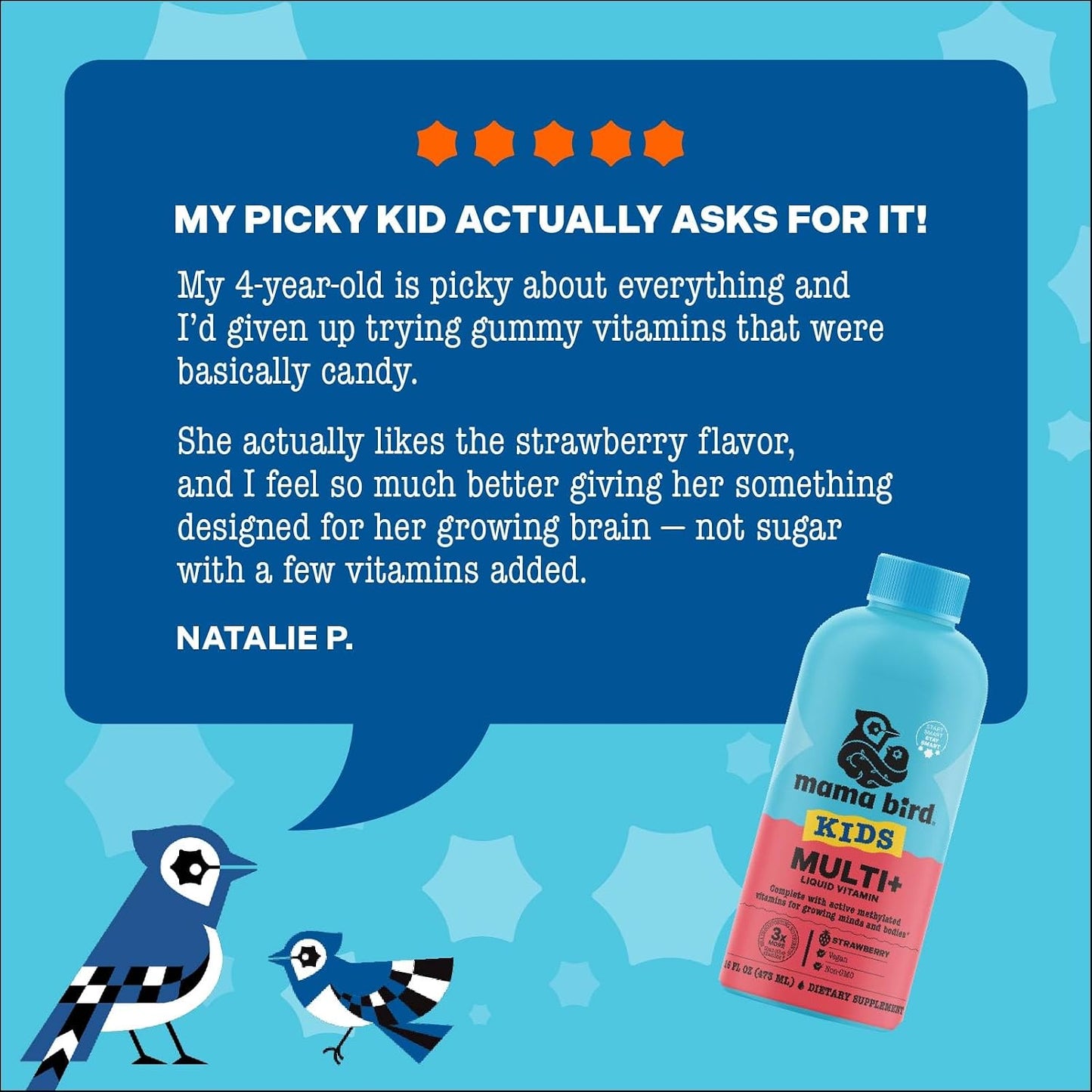 Mama Bird - Award-Winning Children's Multi+ Liquid Vitamins (31 Servings) Strawberry - Active Methylated Vitamins, Children's Multivitamin - Organic Superfoods, Enzymes - Vegan, Gluten-free, Non GMO - 465 ml - görsel 8