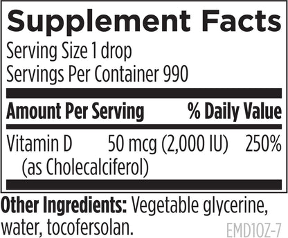 Designs for Health Hi-Po Emulsi Vitamin D Drops - Liquid Vitamin D3 2000 IU, 30 ml (1000 Servings)