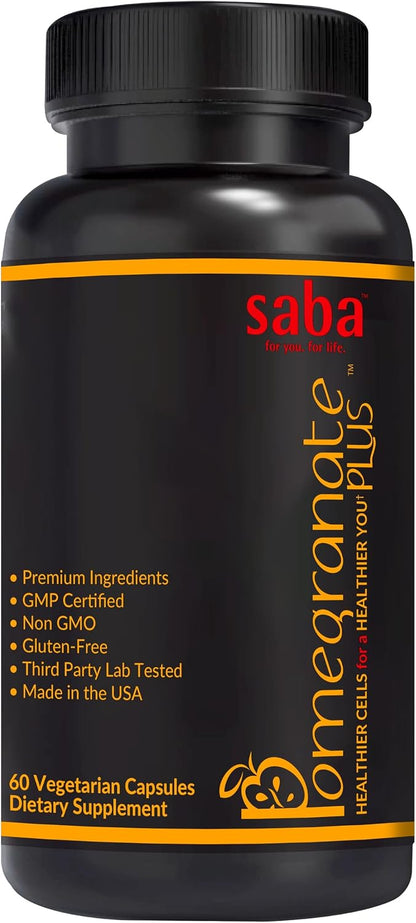 Saba Pomegranate Plus™ - Premium Healthy Ageing Support with AstaReal® Astaxanthin & Pomegranate Extract - 60 Capsules