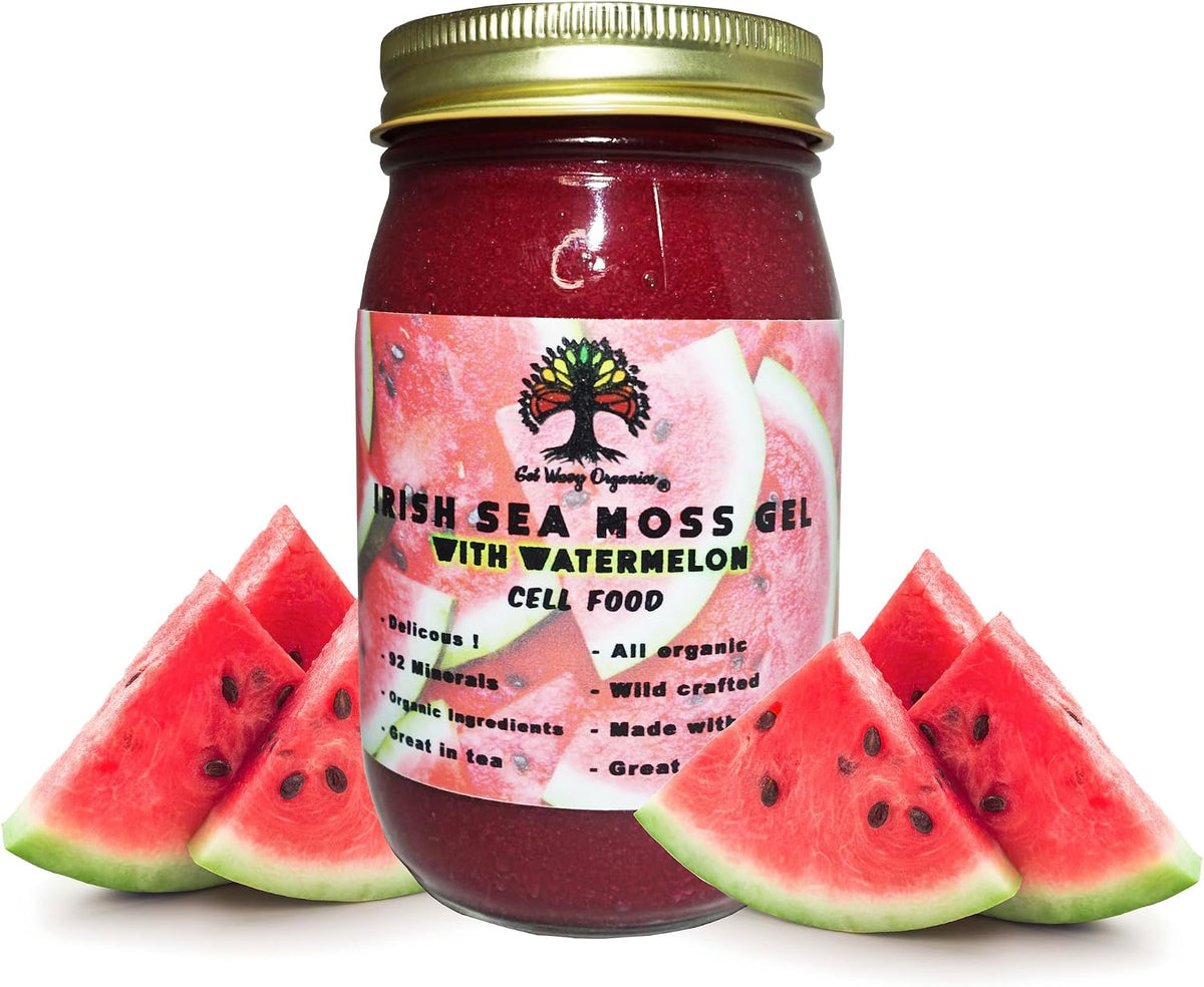 Wildcrafted Irish Sea Moss Gel | 100% Organic Gold Sea Moss | Rich in Vitamins and Minerals | Natural Watermelon Flavour (1 Pack) - görsel 1