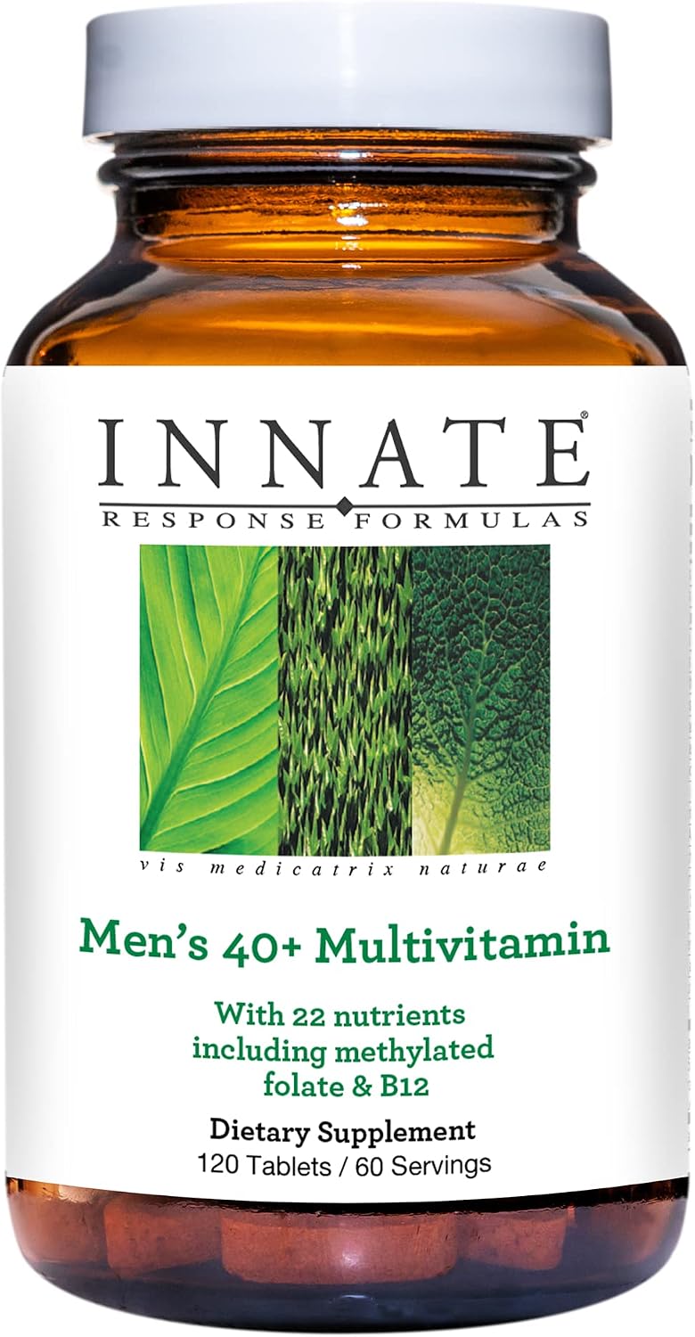 INNATE Response Formulae Mens Multivitamin 40+ Daily Multivitamin For Men 40 and Over - with Methylfolate, Choline, Vitamin D3 K2, B12, B6, Zinc - Vegetarian, Non-GMO - 120 Tablets (60 Servings) - görsel 1