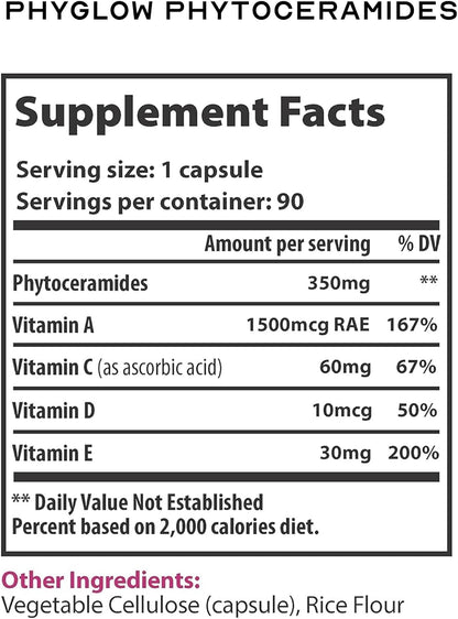Phytoceramides Skin Supplement with Vitamins A, C, D, E – 90 Capsules