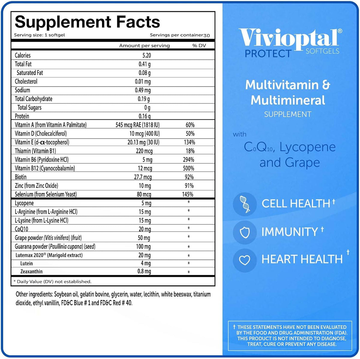 Vivioptal for Men Multivitamin & Multimineral – 30 Capsules with CoQ10, Lycopene & Resveratrol – Gluten-free – German Formula - görsel 6