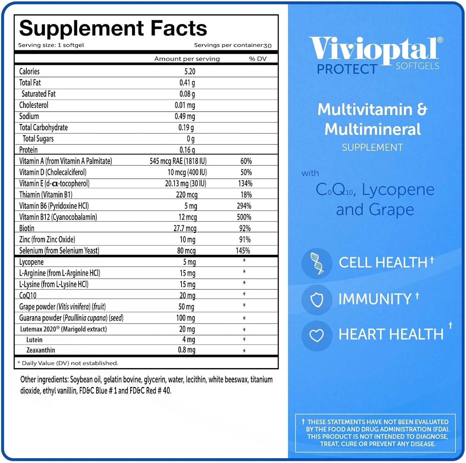 Vivioptal for Men Multivitamin & Multimineral – 30 Capsules with CoQ10, Lycopene & Resveratrol – Gluten-free – German Formula - görsel 6