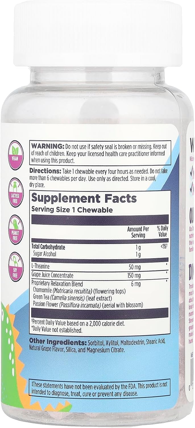 Relax-a-Saurus™ Children's Chewables - Grape Flavour - 30 Chewable Tablets - görsel 2