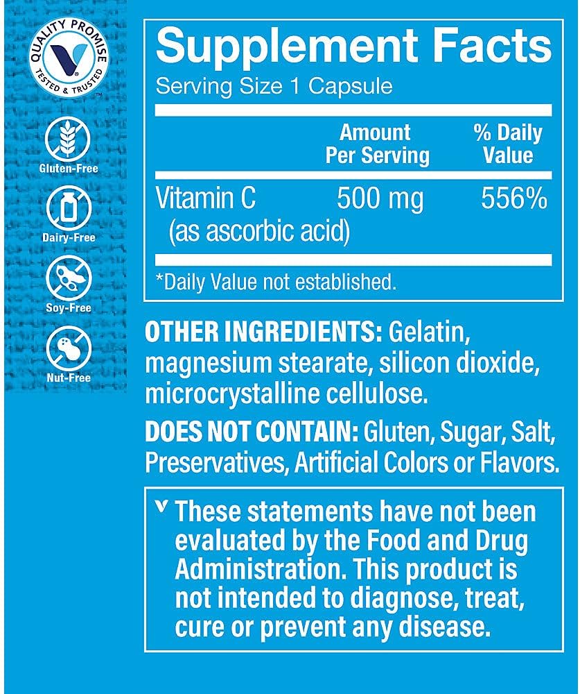 The Vitamin Shoppe Vitamin C 500mg – Immune Support, Antioxidant Protection & Collagen Formation - görsel 2