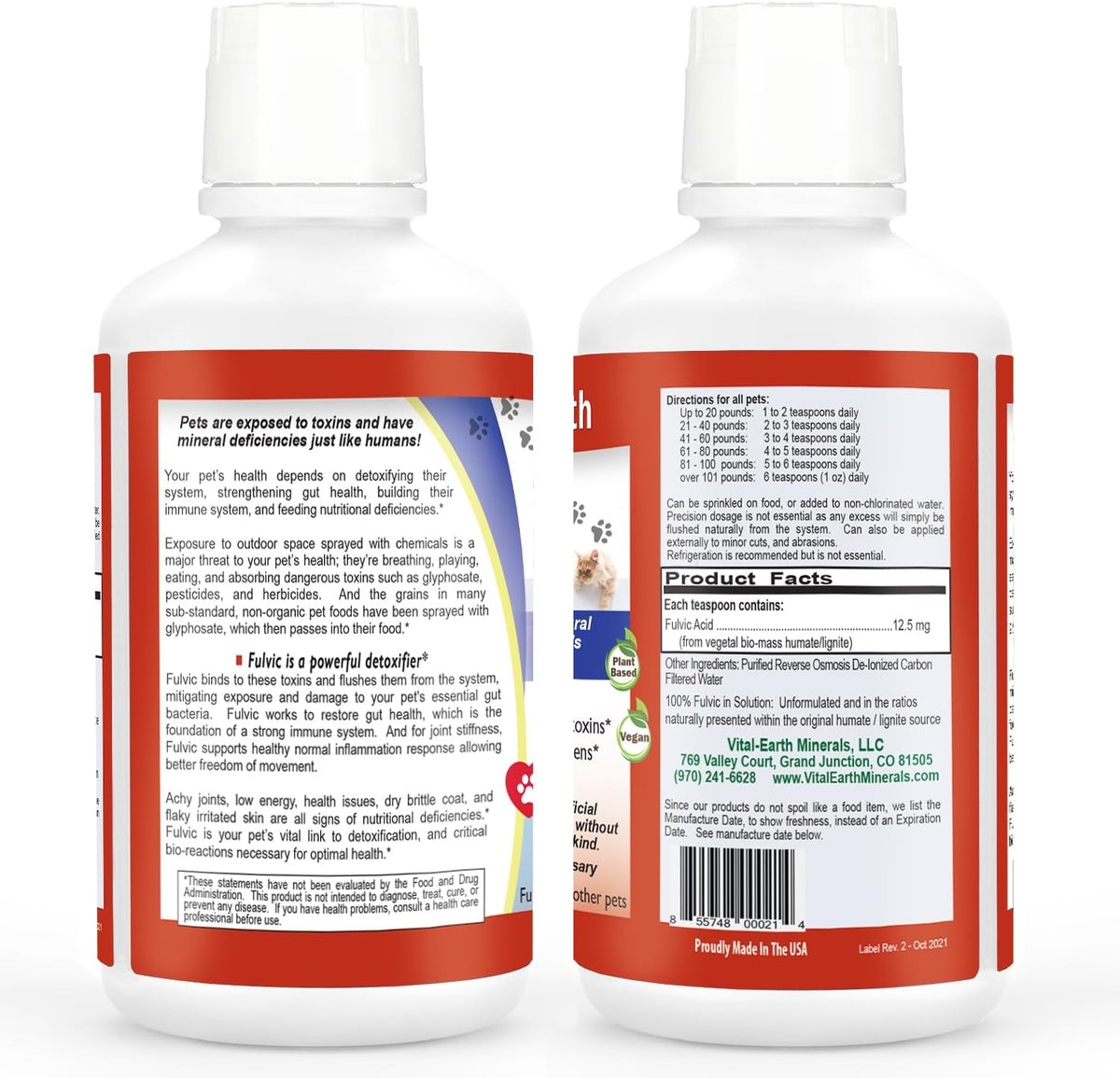 Vital Earth Minerals Pet Fulvic - Dog Allergy Relief, Joint Support Supplement 473 ml (Pack of 2) - görsel 2