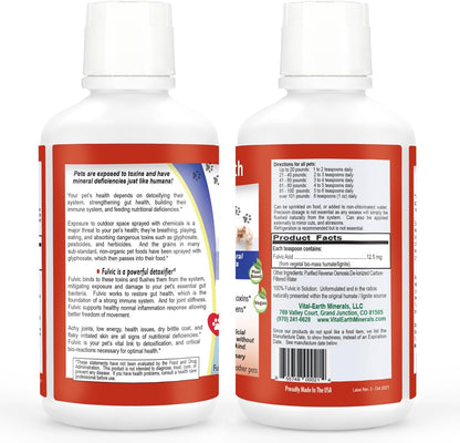 Vital Earth Minerals Pet Fulvic - Dog Allergy Relief, Joint Support Supplement 473 ml (Pack of 2)
