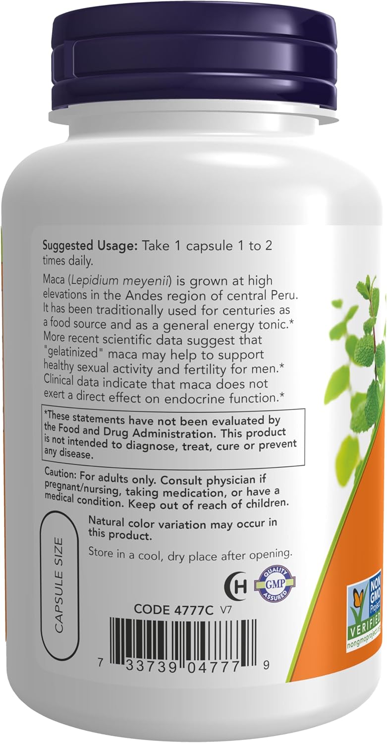 NOW Foods Maca (Lepidium meyenii) 750 mg Raw – 90 Veg Capsules - görsel 3