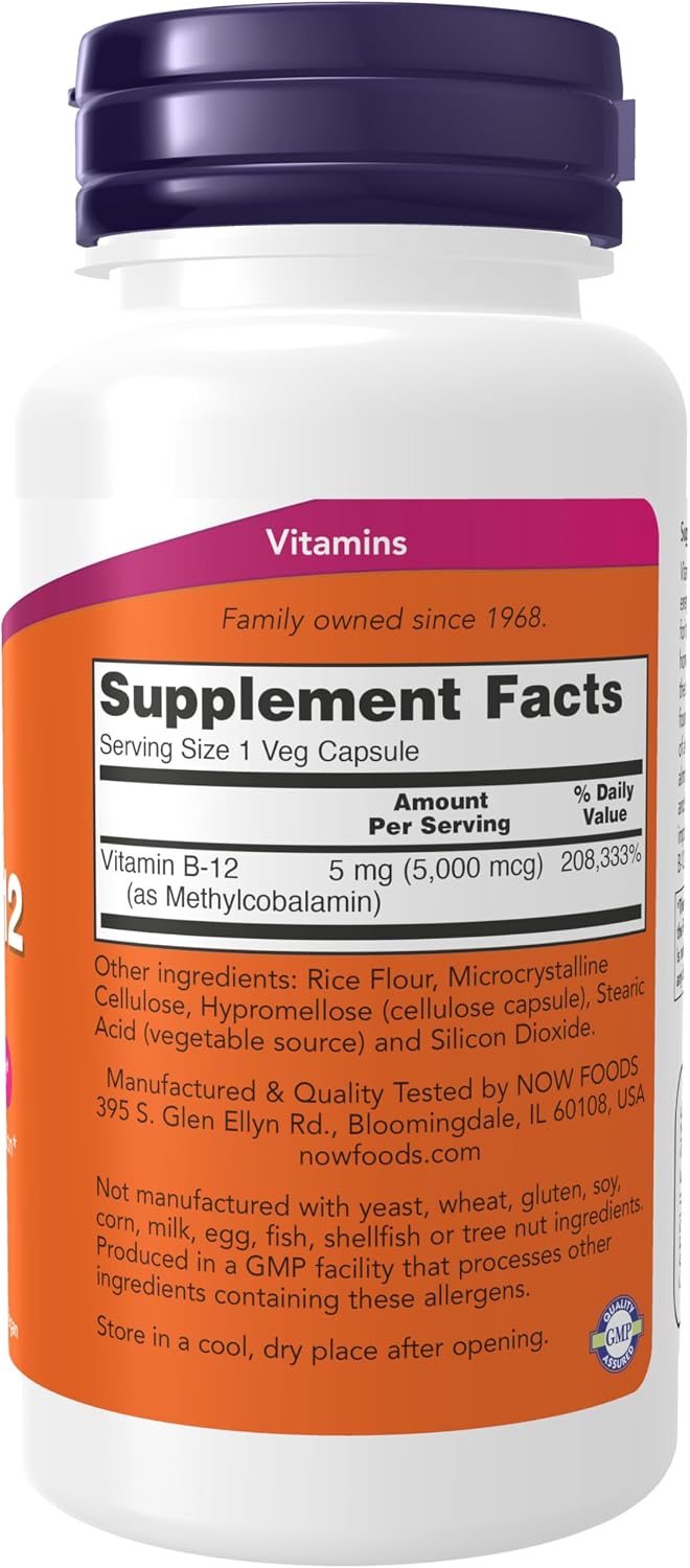 NOW Foods Methyl B-12 5000mcg, 90 Veg Capsules - görsel 2