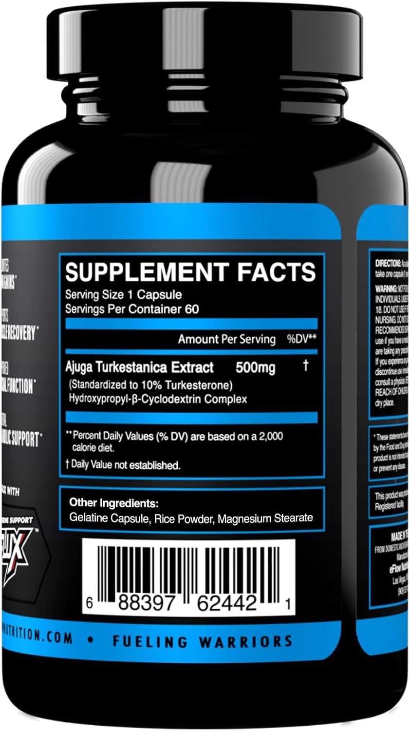 eFlow Nutrition Turkesterone Supplement for Men – High Absorption with Cyclodextrin, 60 Capsules - görsel 5