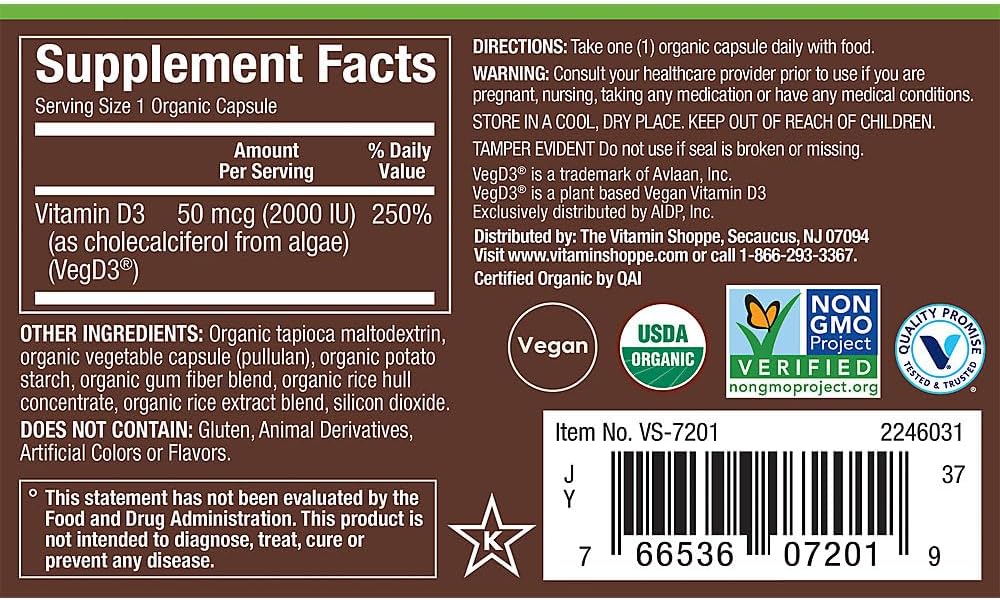 Vitamin D3 50 mcg (2,000 IU) - Whole Food Vitamin D - 60 Organic Capsules by plnt - görsel 2