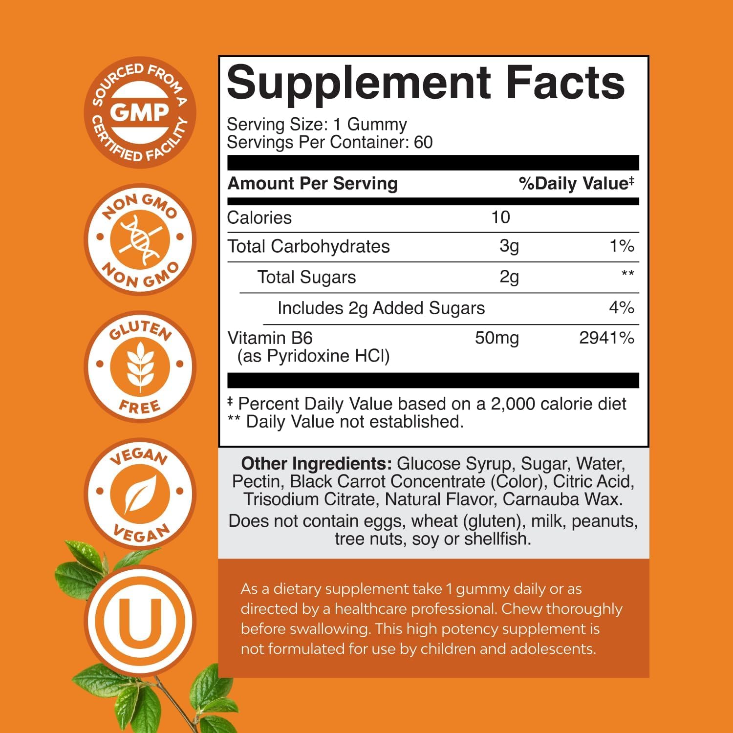 Vitamin B6 Gummies 50mg for Men & Women – Immune, Nerve & Mood Support – Vegan & Kosher – 60 Gummies - görsel 8