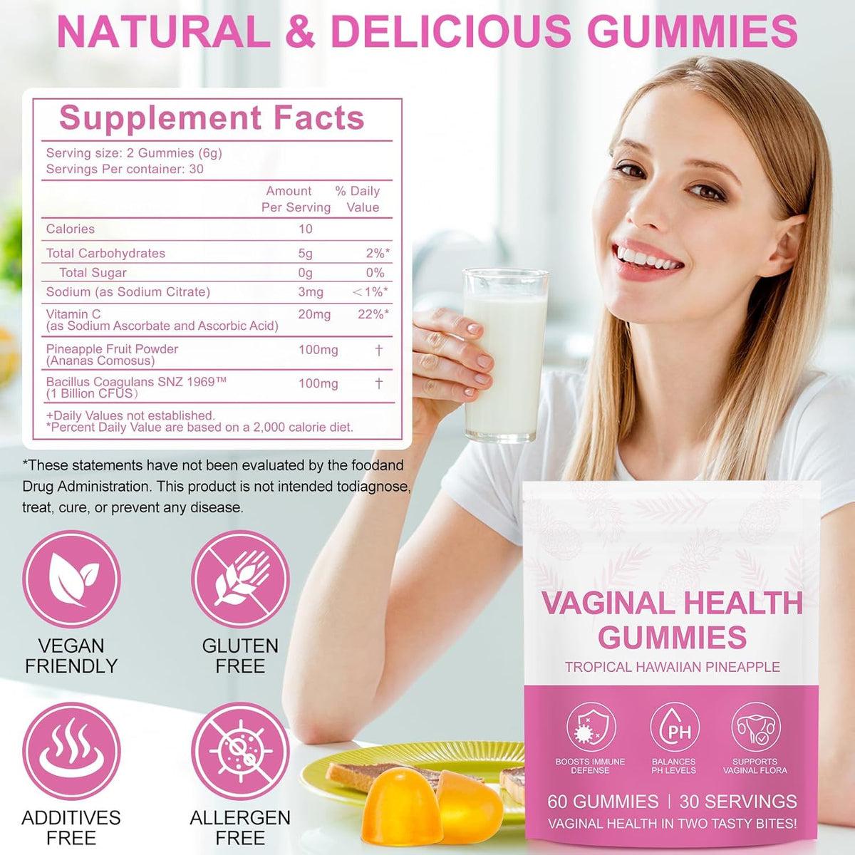 Premium Feminine Balance Gummies, Pineapple Gummies for Women - görsel 8