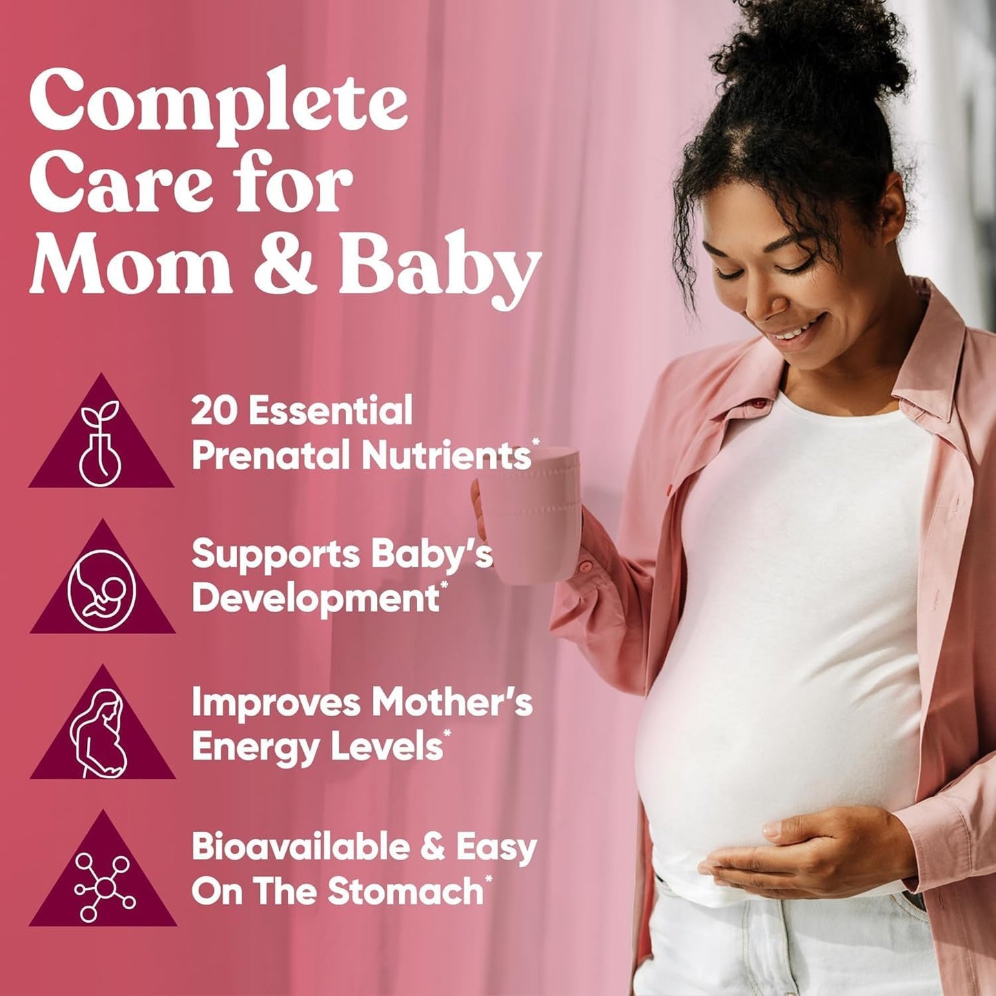 Eu Natural Glow Prenatal Vitamins for Women – 20-in-1 Multivitamin with Folate & Vegan DHA – 60 Vegetarian Capsules - görsel 2