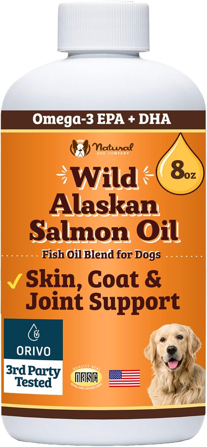 Natural Dog Company Wild Alaskan Salmon Oil for Dogs & Puppies - Omega 3 Fish Oil Supplement for Small Dogs with EPA & DHA, Introductory Size for Skin, Coat, Joint & Heart Care, 240 ml - görsel 1