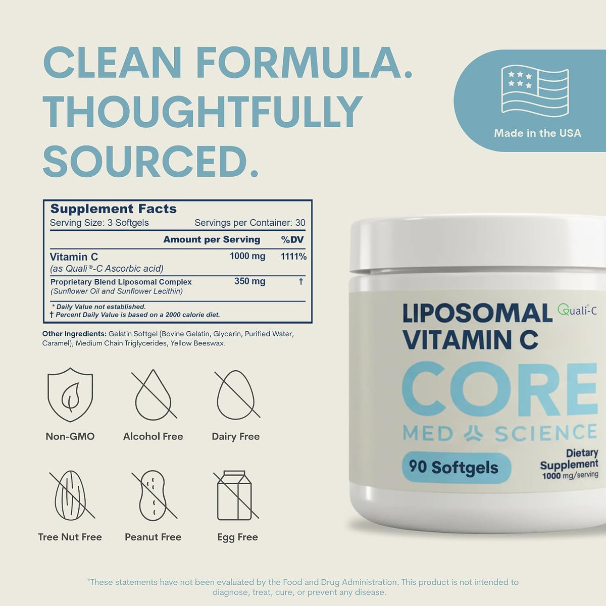 Core Med Science Liposomal Vitamin C 1000mg, 90 Softgels - görsel 3