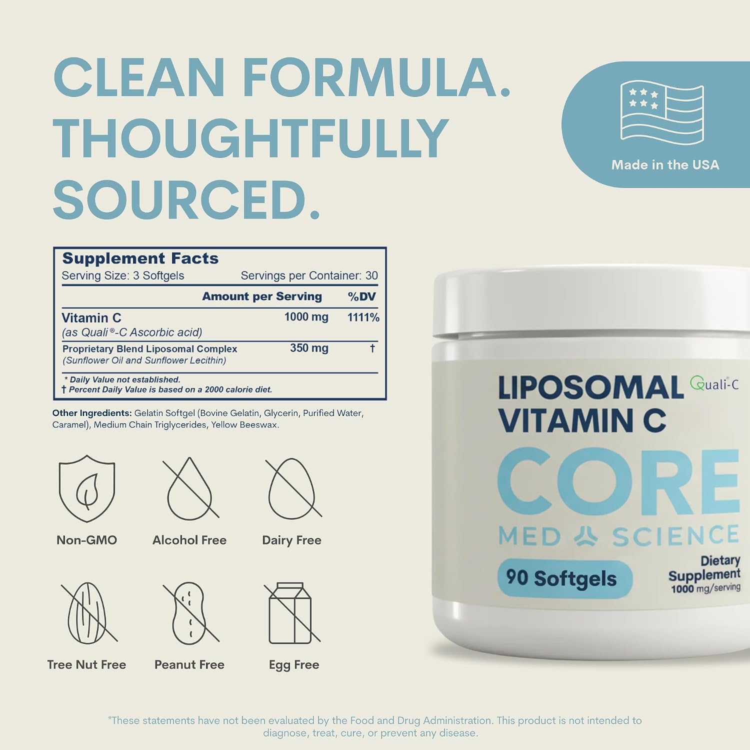 Core Med Science Liposomal Vitamin C 1000mg, 90 Softgels - görsel 3