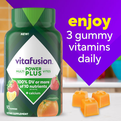 Vitafusion Power+ Multivites Adult Multivitamin Gummies, Strawberry Tangerine, 90 Gummies