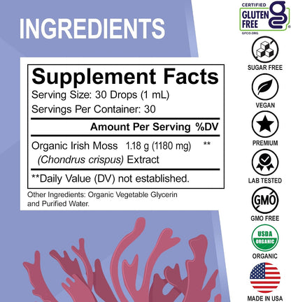 Irish Sea Moss Liquid Drops – Organic, – Immune Support: The rich mineral profile, including zinc and selenium, – Image 6