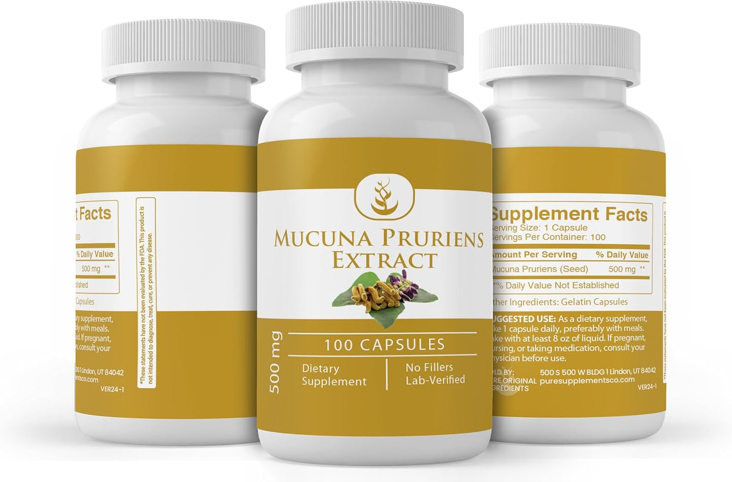 PURE ORIGINAL INGREDIENTS Mucuna Pruriens, 100 Capsules - Pure Single-Ingredient Supplement, No Additives or Fillers, Lab Verified - görsel 4