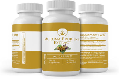 PURE ORIGINAL INGREDIENTS Mucuna Pruriens, 100 Capsules - Pure Single-Ingredient Supplement, No Additives or Fillers, Lab Verified