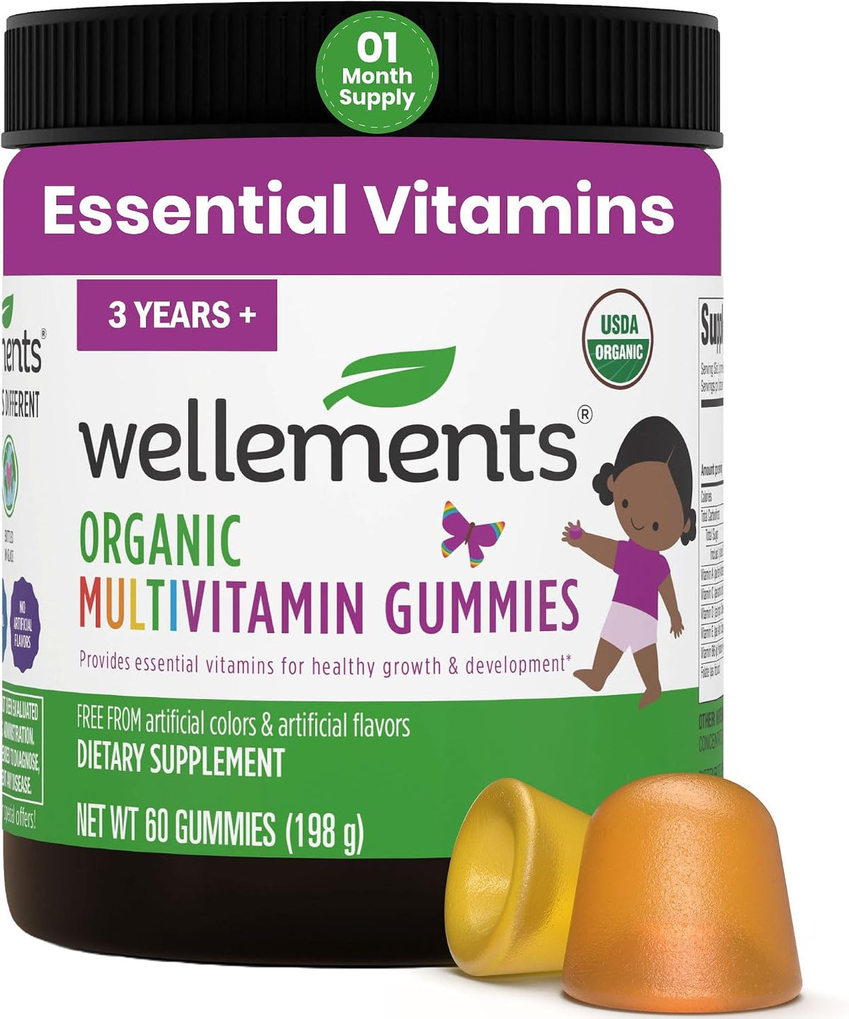 Wellements USDA Organic Kids Multivitamin Gummies - 60 Count - görsel 1