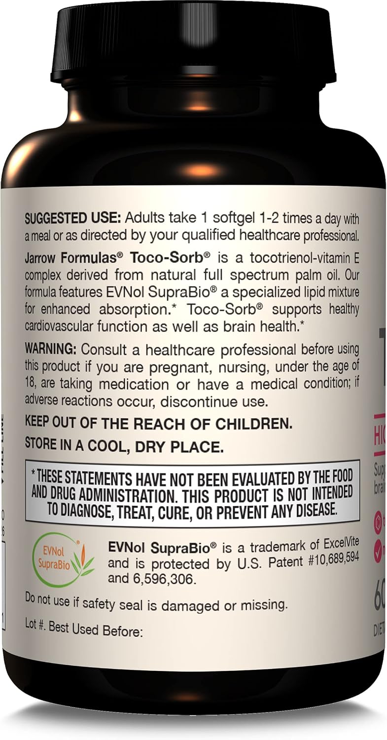 Jarrow Formulae Toco-Sorb – Tocotrienol-Tocopherol Complex with Vitamin E, 60 Soft Gels - görsel 9