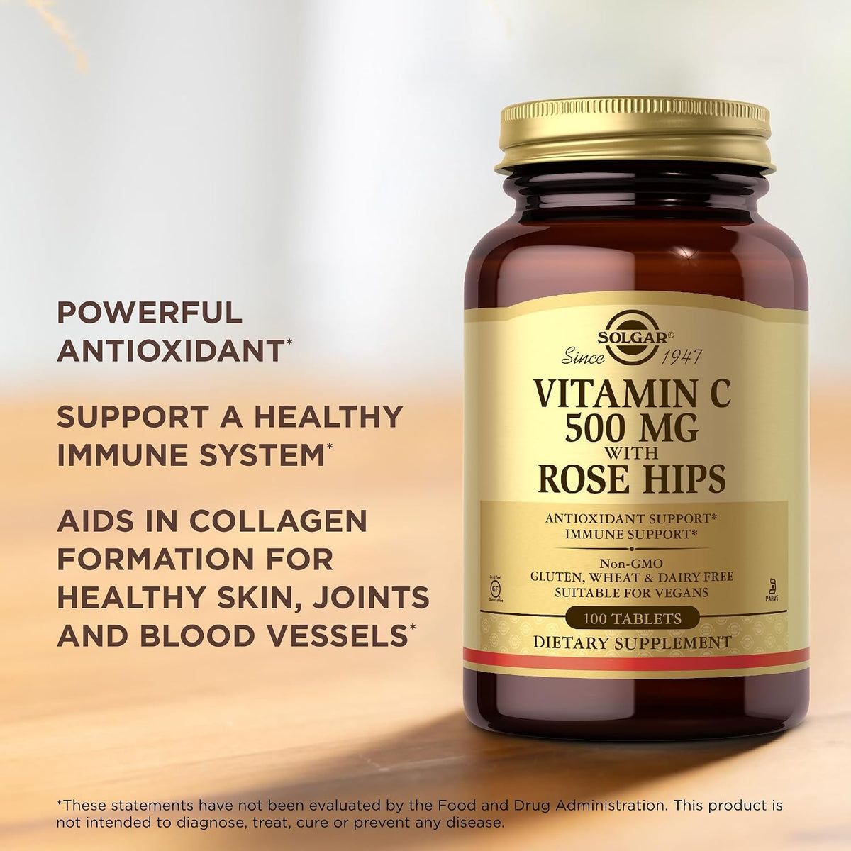 Solgar Vitamin C 500 mg with Rose Hips, 100 Tablets - görsel 5