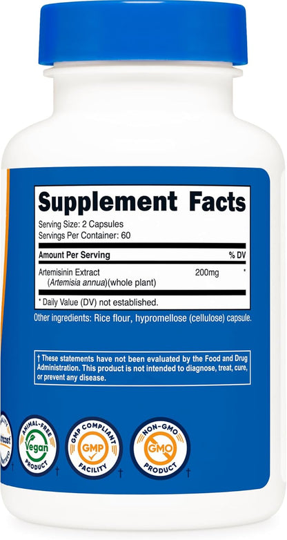 Nutricost Artemisinin 200mg – 120 Vegetarian Capsules (60 Servings)