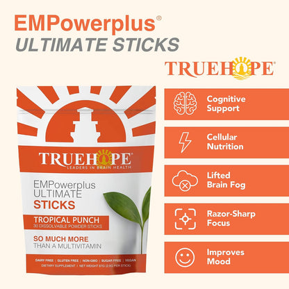 Truehope Multivitamin Nootropic Pouches with Inositol - Once-Per-Day EMPowerplus Ultimate Sticks - 30 Sachets (Tropical)