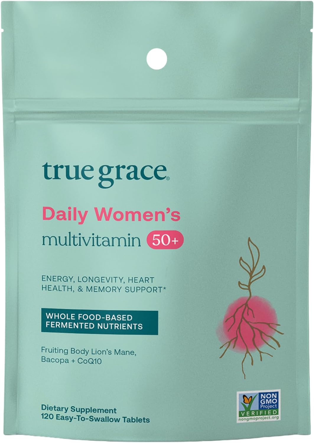 True Grace Daily Women’s Multivitamin 50+ - 60 Easy-to-Swallow Tablets - Immune, Energy, Longevity & Memory Support - Vegan, Gluten-free, Soya-Free and Iron-Free - görsel 8