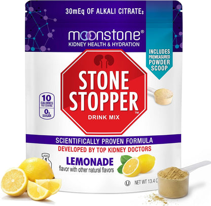 Stone Stopper Drink Mix, Lemonade - Urologist-Developed Kidney Health Food Supplement (30-Day Supply)